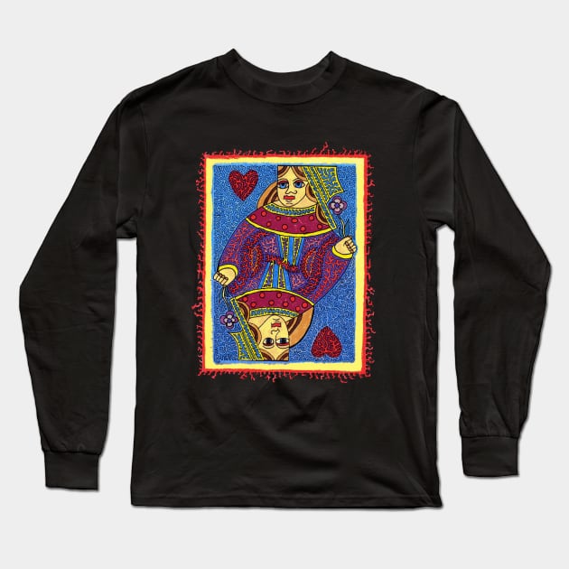 Queen of Hearts Drawing Long Sleeve T-Shirt by NightserFineArts